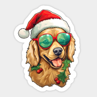 Cool Dog Santa Golden Retriever Sticker